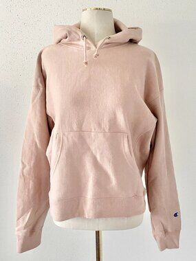 CHAMPION Women’s Size Medium Nude Pink Reverse Weave Pullover Hoodie Sweatshirt
